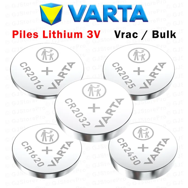 Piles bouton VARTA lithium, plusieurs formats