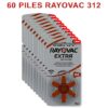 Piles auditive 312 Zinc-Air Rayovac Extra marron lot de 60