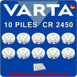 10 Piles Bouton CR2450 Varta Industrial