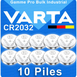 10 Piles Bouton CR2032 Varta Industrial