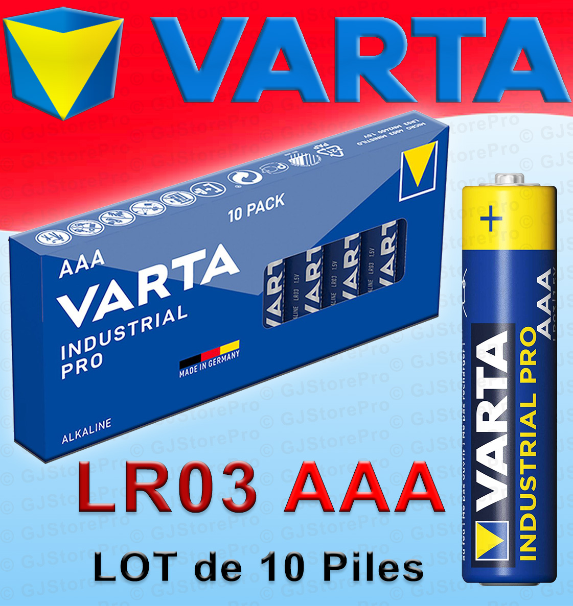 Pile alcaline Industrial LR03 AAA (x10) Varta