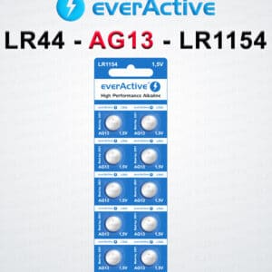 10 piles bouton EverActive AG13 LR44 LR1154 1,5V alcalines
