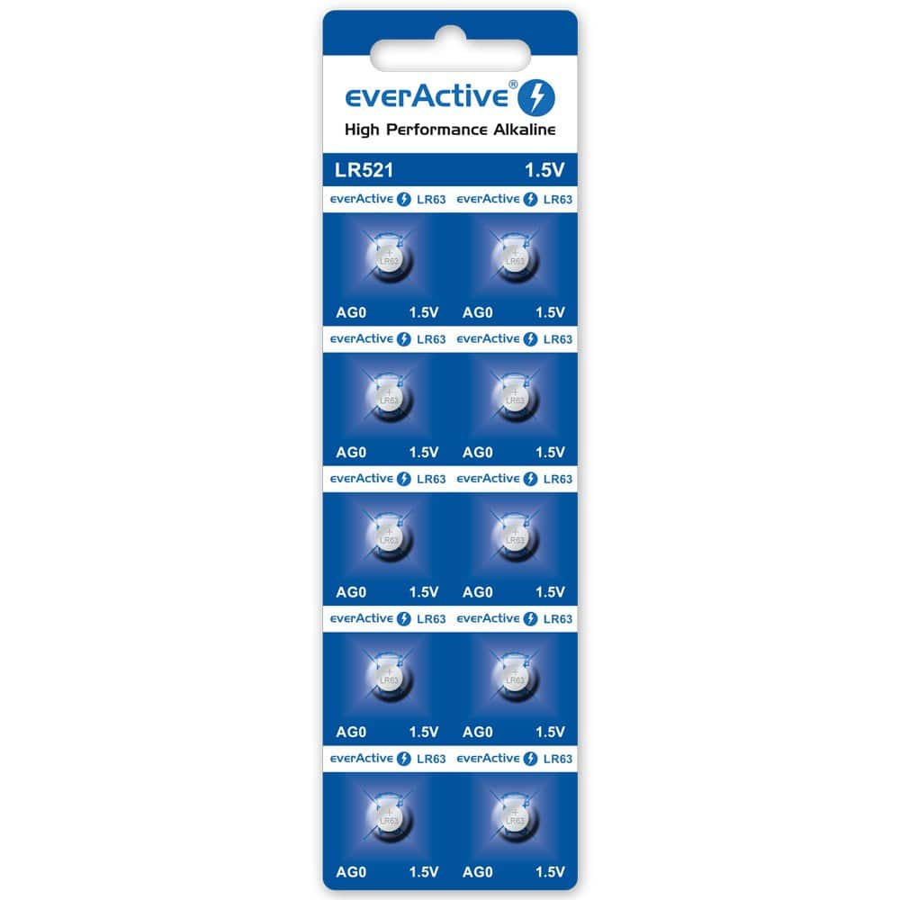 Pile bouton alcaline AG0 LR521 EverActive 1,5V