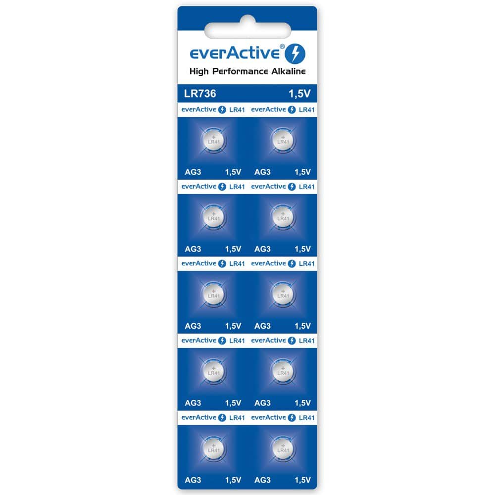 Pile bouton alcaline AG3 LR41 EverActive 1,5V