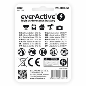 Pile photo CR2 everActive format cylindrique 15,6 x 27 mm