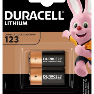Pile lithium CR123 Duracell 3V - blister de 2 piles DL123A