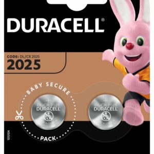 Pile bouton lithium CR2025 Duracell 3V - blister de 2 piles DL2025