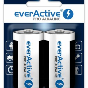 Piles alcalines LR20 format D everActive Pro Alkaline blister de 2