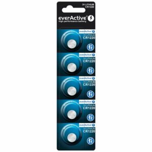 Piles bouton lithium CR1220 everActive 3V blister de 5