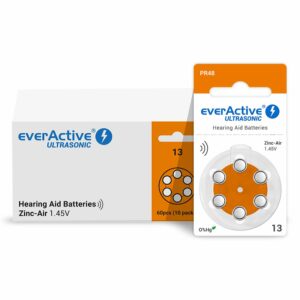 Pile auditive 13 PR48 Zinc-Air EverActive Ultrasonic 1,45V - vue arrière du blister