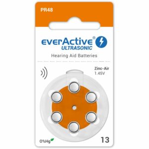 Piles auditive 13 Zinc-Air (Orange) EverActive Ultrasonic - blister de 6 piles PR48