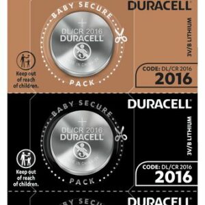 Pile bouton lithium CR2016 Duracell 3V - blister de 5 piles DL2016