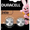 Pile bouton lithium CR2450 Duracell 3V - blister de 2 piles DL2450