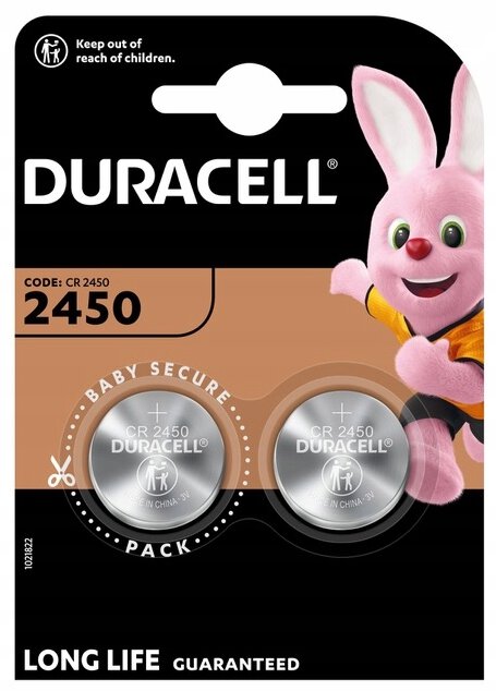 Pile bouton lithium CR2450 Duracell 3V blister 2