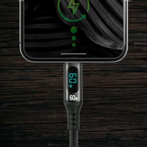 Câble USB-C vers USB-C 1 m everActive CBB-1PDL tressé nylon noir