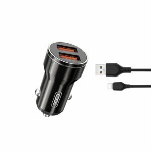 Chargeur allume-cigare XO CC48 12W avec deux ports USB et câble USB-C