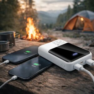 Écran LCD du powerbank everActive EB-20Q indiquant le pourcentage de charge