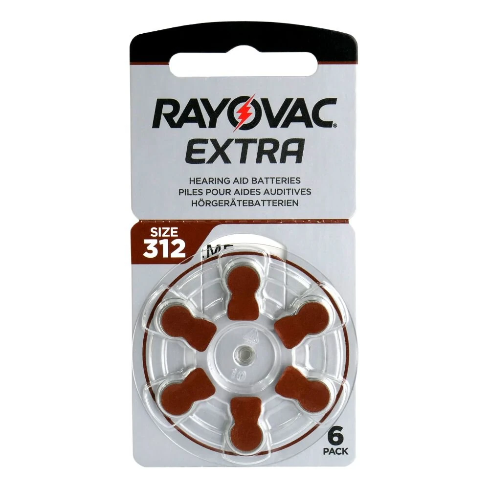 Piles Auditive 312 Zinc-Air (Marron) Rayovac Extra, blister de 6